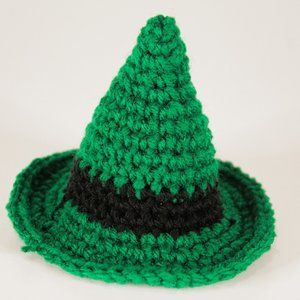 Amigurumi Crochet Balloon Dog Plushie Green Witches Hat